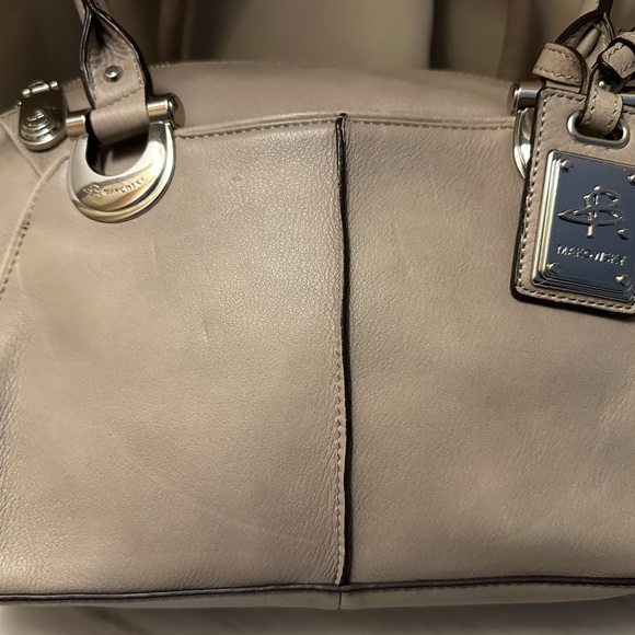 B Makowsky Beige Leather Satchel w/ Crossbody Strap - Picture 2 of 6